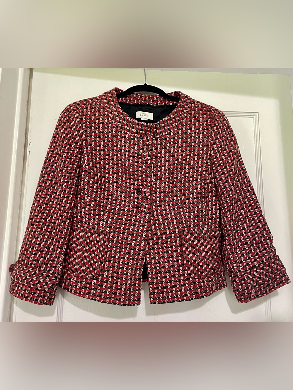 LOFT Vintage Houndstooth Tweed Cropped Blazer - Picture 4 of 8